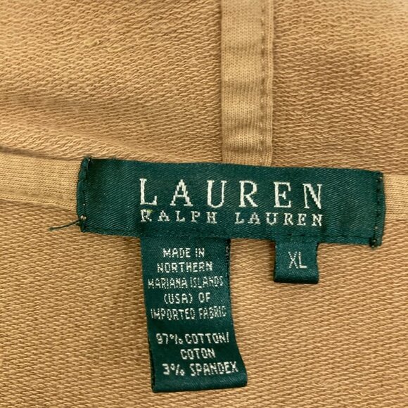 Lauren Ralph Lauren size XL Light Brown Relaxed Full Zip Hooded Comfy Jacket - Picture 2 of 12